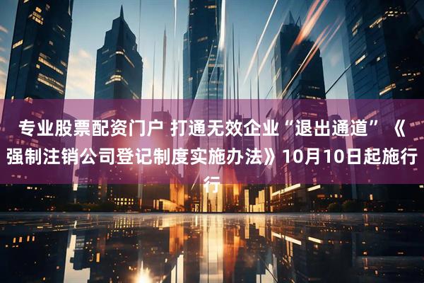 专业股票配资门户 打通无效企业“退出通道” 《强制注销公司登记制度实施办法》10月10日起施行